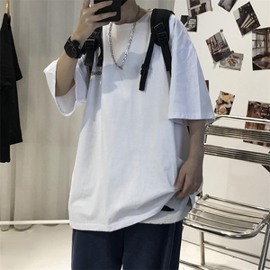 T06常年款男士休闲字母印花T恤衫外套圆领半袖五分袖TEE男女中性图片