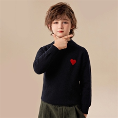 春秋冬男女通用心形图案14岁以上，童装儿童羊绒衫，六一童装