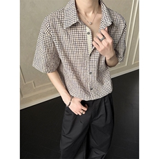 2026夏季新款格子肌理感短袖衬衫外套男CD6407-特P38建议零售价98，男装T恤，电商A001