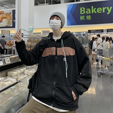 春秋美式复古oversize休闲上衣情侣装连帽开衫卫衣外套W5804-P36，男装夹克，星座512-2