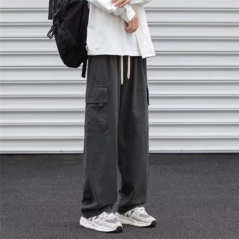 工装裤男春秋季纯棉青少年直筒休闲裤潮流宽松百搭美式长裤子,男装休闲裤,星座1013