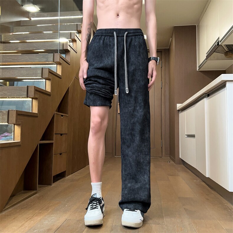 ！2026夏季男士冰丝垂感休闲裤脏脏直筒裤WK2093特P35空69,男装休闲裤,电商B220