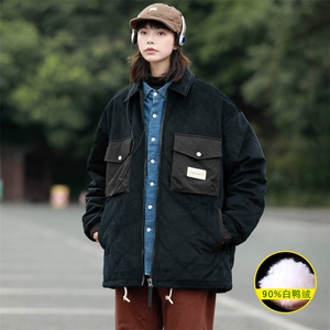 冬上新学生加绒加厚羽绒服中性风休闲翻领棉衣外套男女 8341-P155图片