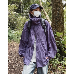 港风大码复古山系户外薄款男女连帽防晒服 XZ213-JKFS01-P55控78图片