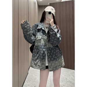 有货DJK2560-批80美式复古满印牛仔春秋潮牌免烫夹克图片