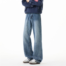 日系重工水洗宽松直筒牛仔裤美式复古大码牛仔裤xz405-k2022-p65，男装牛仔裤，星座405
