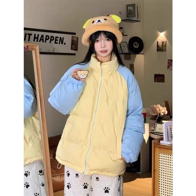 加绒加厚冬款男女立领棉衣保暖拼色面包服外套MY22P75,男装棉衣,星座1013-1