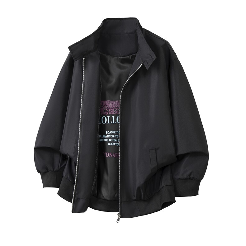 JK739-尺码M-3XL-特P60-美式立领夹克休闲高级感纯色外套图片