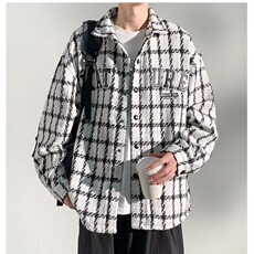 小香风格子外套男春秋季翻领夹克港风潮流宽松情侣衣服JK2301/P52，男装夹克，星座506
