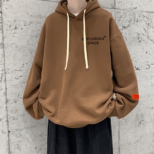 WY2244-P35 加绒款-P40 纯棉连帽卫衣男大码运动帽衫宽松薄外套男图片