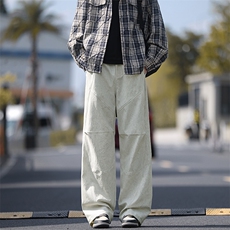 秋季新款大理石纹褶皱休闲大码微喇伞兵工装裤男K24001-特P42控79，男装休闲裤，电商A001-1