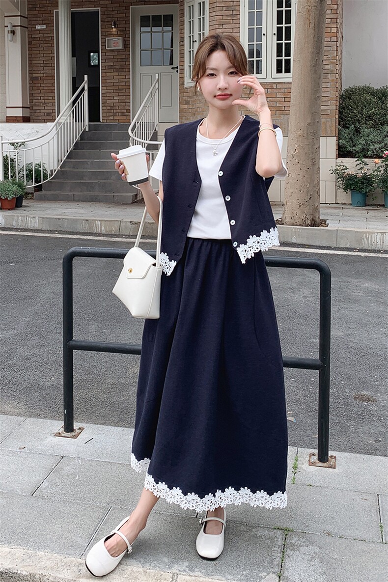 夏季马甲半身裙时尚两件套女,女装套装/套裙,秋水欣儿