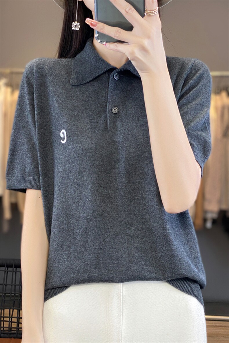 2024秋冬新款羊毛女士POLO领羊毛衫,女装羊毛衫,润辉羊绒