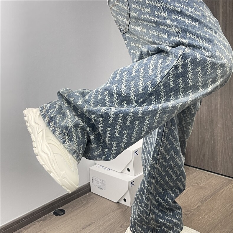 网红牛仔裤男字母牛仔裤高街风P50Y7061,男装牛仔裤,星座1112-1