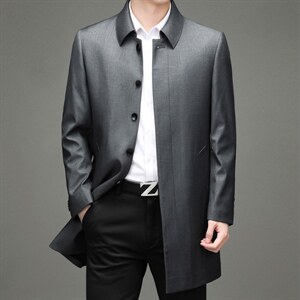 2021男士翻领时尚爸爸装中年休闲风衣男中老年外套潮ZL2136-P205图片