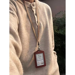 覆古纯色亨利领毛衣女男秋冬慵懒风套头针织衫重磅高级感内搭线衣图片