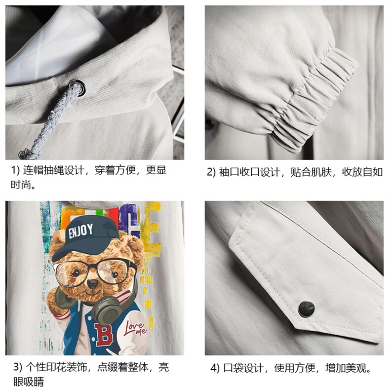 JK41211-P85加棉款-P115纯棉连帽夹克男士大码工装夹克男网格,男装夹克,电商A040A