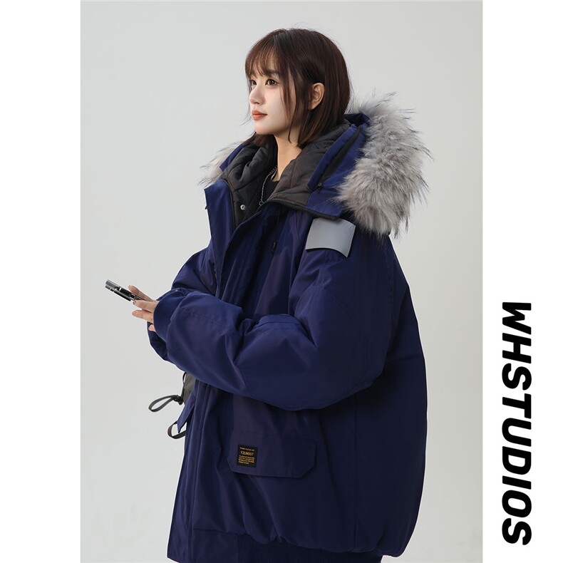 中性风连帽可脱卸毛领工装棉衣男大码潮流棉衣男MY77917P138控198，女装棉衣/棉服，星座226-1