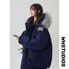 中性风连帽可脱卸毛领工装棉衣男大码潮流棉衣男MY77917P138控198，女装棉衣/棉服，星座226-1