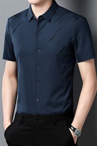 爱爸爸夏季新款爸爸夏装中老年人短袖衬衫宽松衬衣中年男士衣服