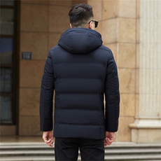 新款中年可脱卸帽中长款羽绒服外套男中老年羽绒服大衣限价368元，男装羽绒服，钱塘723