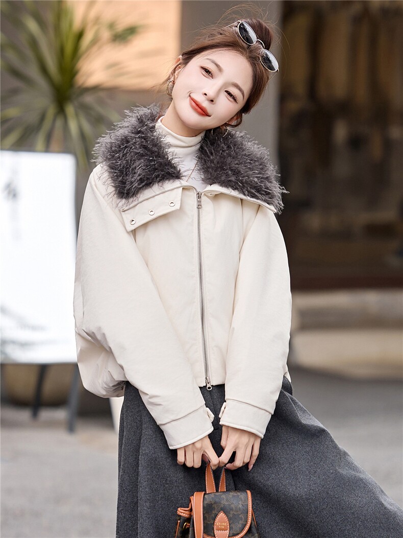 90白鸭绒羽绒服外套女2025年冬季新款大毛领翻领休闲羽绒服女,女装羽绒服,沁沁公主