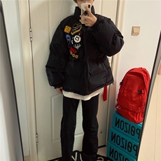 1506/QF9080/P82刺绣黑八桌球男款棉服，男装棉衣，星座1506