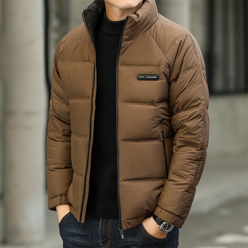 冬季男士立领休闲上衣新款中年宽松免烫羽绒服男装厚款保暖外套，男装羽绒服，电商B212（原钱塘6029）