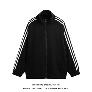 WY5019/P65春装新款高品质不起球织带设计开衫卫衣男潮宽松外套图片