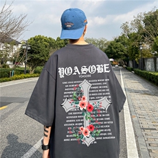 200克纯棉十字架字母印花短袖T恤男大码体恤A430-1-WT202，男装T恤，电商A426-1(原A430-1)