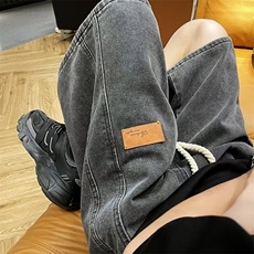 美式复古牛仔短裤男夏季潮痞帅炸街五分裤阔腿休闲中裤BN803-P36，男装牛仔裤，星座1008