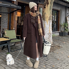 【现货】美拉德高端秘鲁长毛感羊毛双面混纺大衣P285K428，女装毛呢外套，2C333
