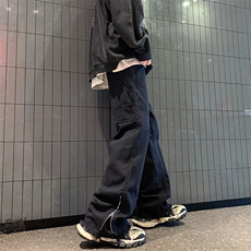 2023美式vibe裤脚拉链牛仔裤男高街潮牌修身显瘦裤，男装牛仔裤，星座716-2