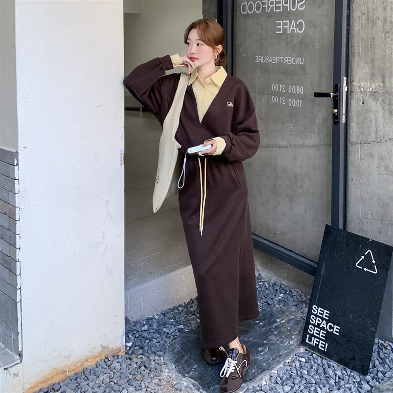 新品运动休闲套装上衣假两件+包裙5591-P175-K288,女装套装/套裙,2C275