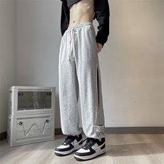 侧边压褶束脚卫裤男ins潮流百搭秋季休闲裤QK87P32，男装休闲裤，星座1116-2