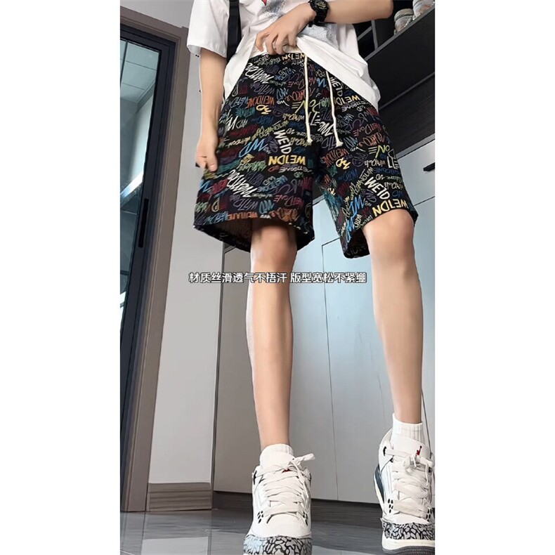 数据美式复古涂鸦满印夏季夏威夷cleanfit短裤男DK2530P25,男装牛仔裤,电商A128