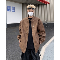 高级感水洗皮衣男士韩版潮流高街帅2024秋冬ins宽松外套W5882-P90，男装皮衣，星座412-2