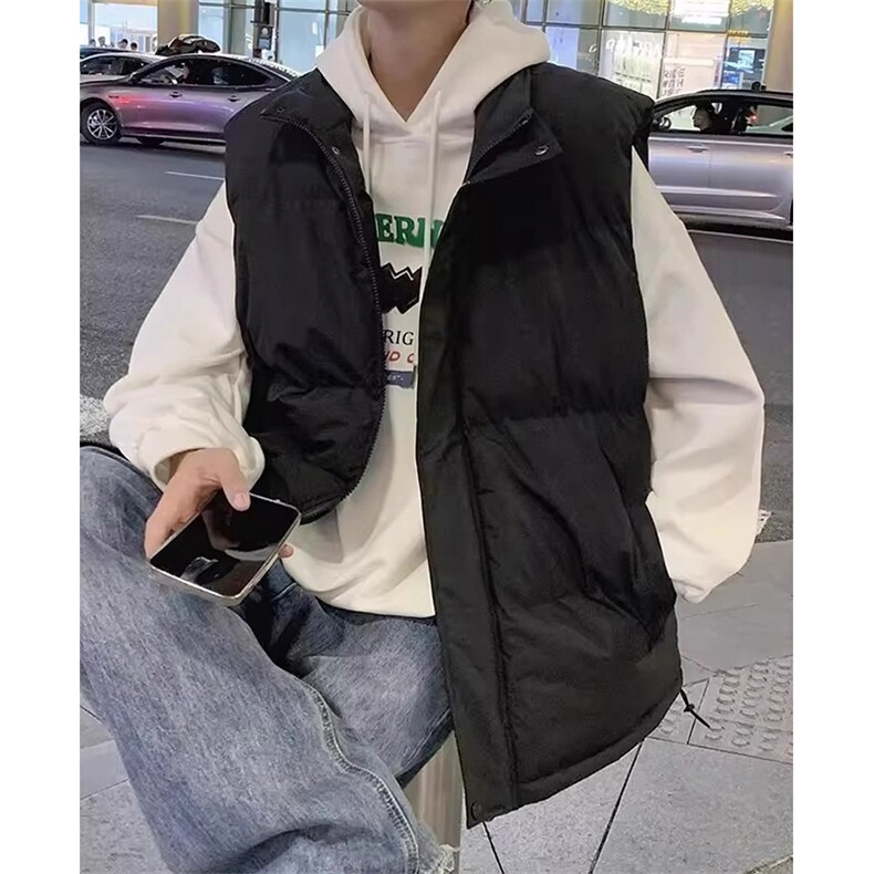 现货5W件冬季三防硬挺boxy短款立领棉衣马夹外套加厚马甲保暖棉服,男装棉衣,电商A486