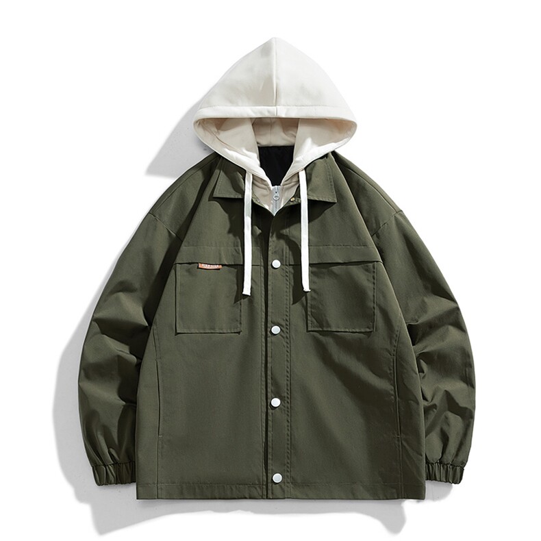 JK9968P85新港风连帽假两件情侣夹克宽松百搭外套M-4XL,男装夹克,星座1204