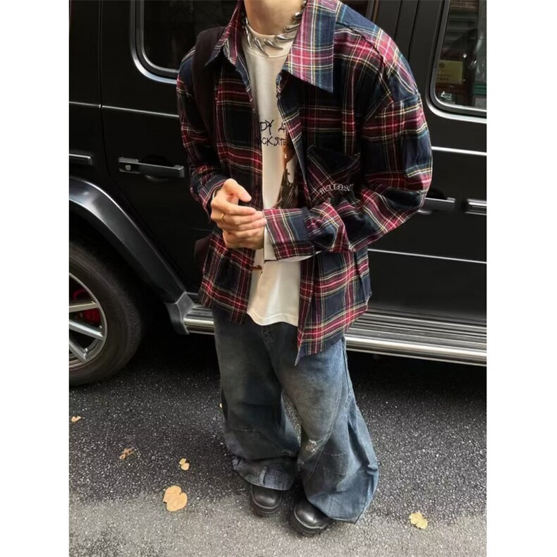 复古宽松条纹长袖衬衫男女百搭日系打底翻领衬衣休闲C5502,男装T恤,星座1116A（原606A-3）