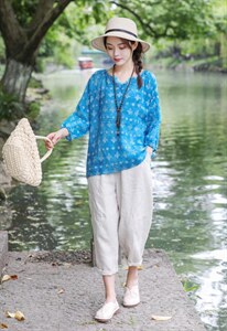 【现货】夏季新款 纯苎花上衣+纯亚8分裤图片