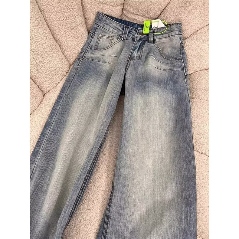 【现货】美式复古竹节纹牛仔裤男款高个子高街微喇弯刀裤W524_P46,男装牛仔裤,星座1112-1