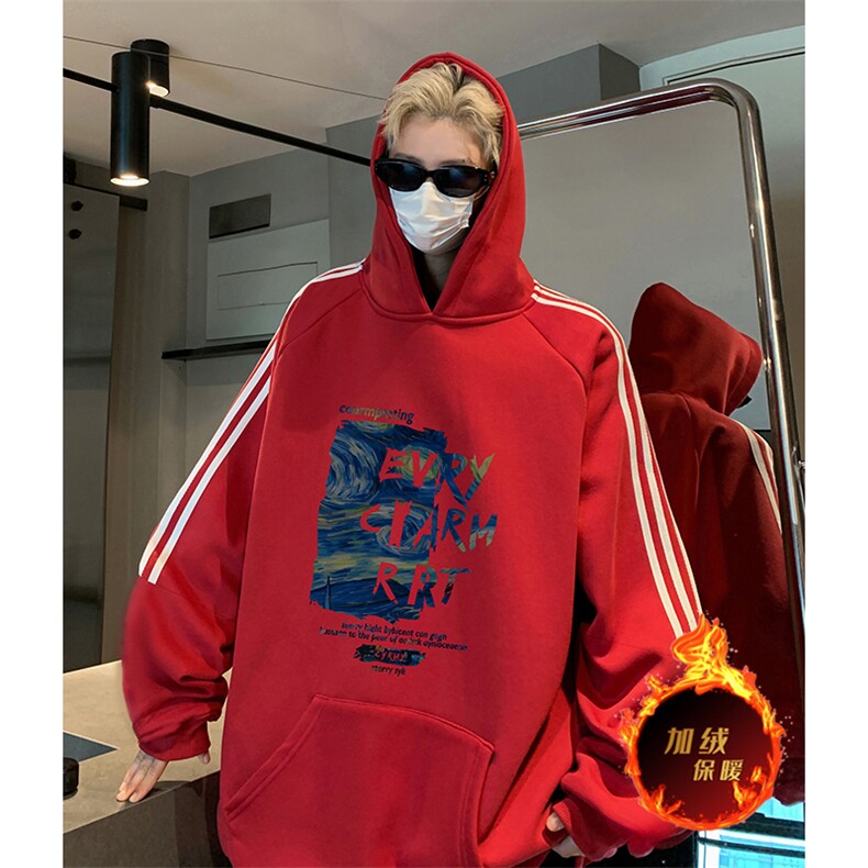 抖音得物供货提供视频秋冬重磅美式宽松织带连帽卫衣04179,男装卫衣,电商A486