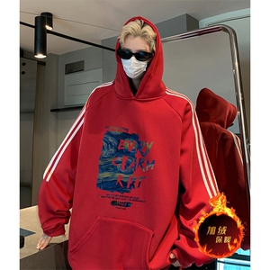 抖音得物供货 提供视频秋冬重磅美式宽松织带连帽卫衣04179图片