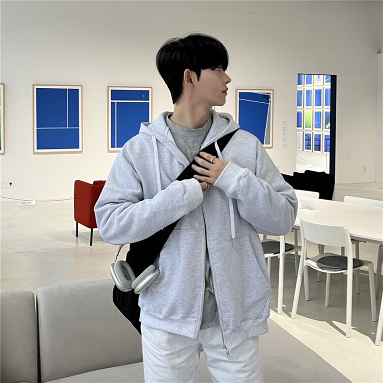 816B-WY009-P70 春秋男女韩版纯色连帽卫衣情侣百搭休闲外套宽松图片