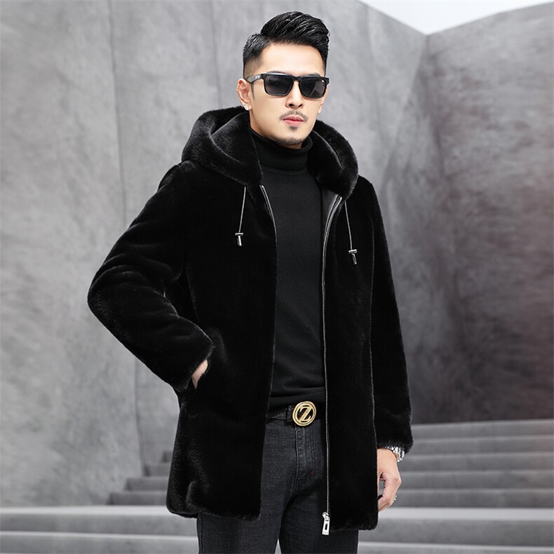 GBN8608冬季新款男士金貂绒外套短款连帽夹克仿貂绒男装P215图片