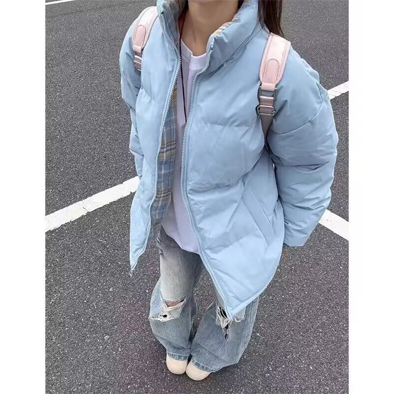 cleanfit蓝色格子拼接棉服男款冬季加厚棉衣外套美式立领夹克棉袄,男装夹克,四季星座505