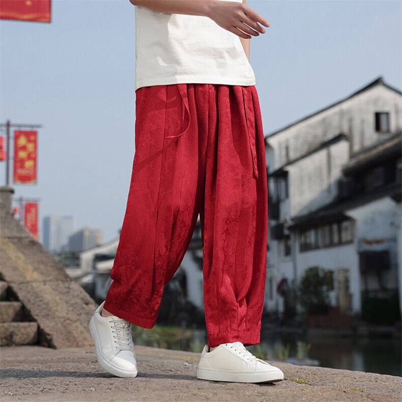2025春夏新款风提花休闲裤男士宽松大码阔腿哈伦裤K2509-P75,男装休闲裤,电商A008