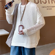 镂空渔网上衣套头针织毛衣男女同款网红潮牌ins韩版上衣M514-P34，男装针织衫/毛衣，星座512-2