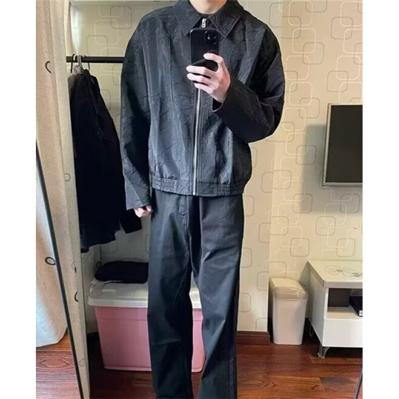 压褶裂纹风设计感长袖衬衫男生秋冬季高街衬衣春秋外套J662,男装衬衫,星座1116A（原606A-3）